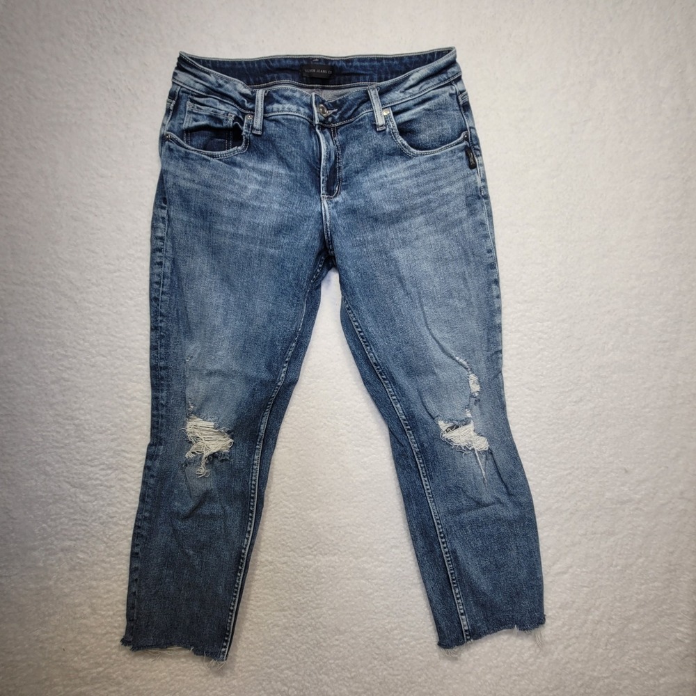 Silver Jeans Womens 29 x 29 (30x25) Boyfriend Distress Cutoff Hem